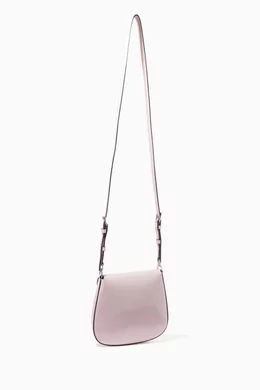 Buy Prada Pink Triangle Logo Cleo Mini Bag in Brushed Leather For
