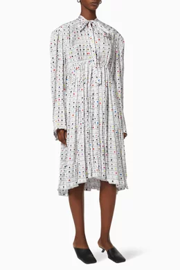 Buy Balenciaga White Oversized Scarf Dress in Crepe For Women 