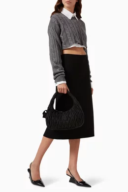 Buy Miu Miu Black Miu Wander Shoulder Bag in Matelassé Regenerated