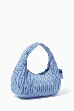 Buy Miu Miu Blue Miu Wander Shoulder Bag in Matelassé Regenerated