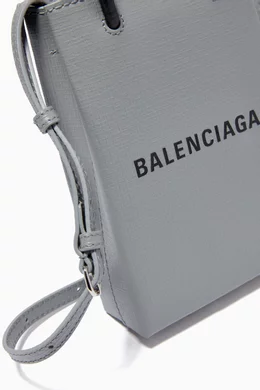 Buy Balenciaga Grey Shopping Phone Holder Bag in Squared