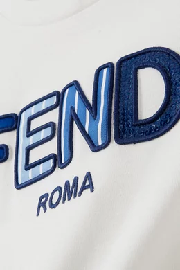 Buy Fendi White Logo Patch T-shirt in Cotton Jersey For Girls