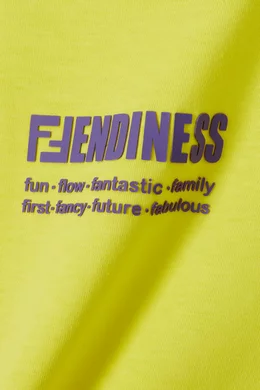 Buy Fendi Yellow Fendiness Print T shirt in Cotton For Girls Online Ounass Saudi