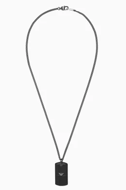 人気商品★Armani Exchange Stainless Steel Dog Tag Necklace Emporio Armani Stainless Steel Dog Tag Pendant With Chain