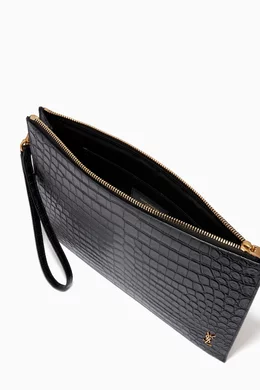 人気★SAINT LAURENT★TINY MONOGRAM ZIPPERED TABLET HOLD.R★ SAINT LAURENT Shiny Calfskin Tiny Monogram Zipped Tablet