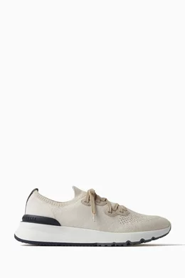 【関税&送料込】Brunello Cucinelli Low-Top Wool Flannel Snea Low-top Wool flannel sneakers with leather profiles BRUNELLO