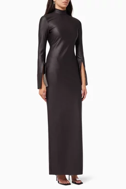 Buy Alexander Wang Black Crystal Cuff Turtleneck Gown in Active Stretch  Jersey For Women Online | Ounass Saudi