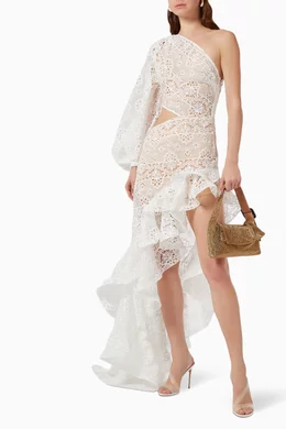 Buy Bronx and Banco White Adele One Sleeve Gown in Guipure Lace For Women  Online | Ounass Saudi