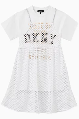 sweater dress with lace hem Tee Sweater Dress Combo – DH New York main image 1