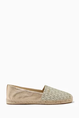 Buy Michael Kors Gold Kendrick Espadrilles in Logo Canvas For Women Online Ounass Saudi