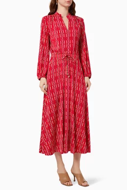 open lace back dress Marella long red guest dress  Boret