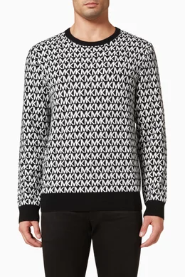 Buy Michael Kors Black Logo Jacquard Sweater in Merino Wool For Men Online Ounass Saudi