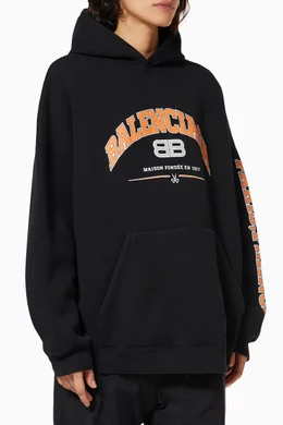 Buy Balenciaga Black Maison Balenciaga Wide Fit Hoodie in Cotton