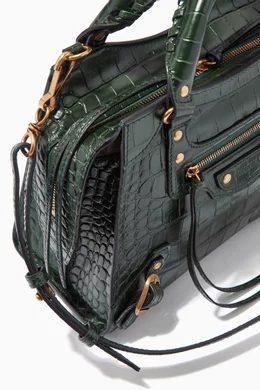 Buy Balenciaga Green Neo Classic Small Top Handle Bag in Croc