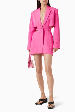 Buy Jacquemus Pink La Robe Bari Mini Dress in Viscose-silk For Women Online  | Ounass Saudi