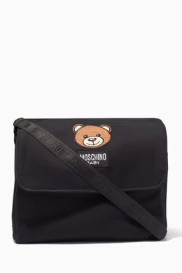 Buy Moschino Black Teddy Bear Patch Mommy Bag with Mat For Kids Online Ounass Saudi