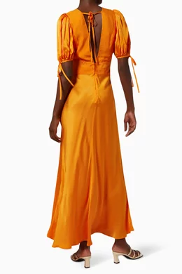 ted baker lysette tie detail satin tea dress Buy Ted Baker Orange Lysette Tie Detail Satin Tea Dress in Viscose For  Women Online
