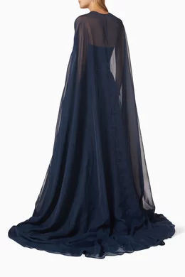 sachin and babi light blue dress Embellished Chiffon Cape Dress in Blue main image 0