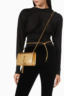 Kate medium in grained metallic leather top