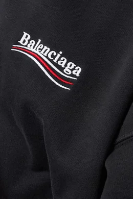 Buy Balenciaga Black Political Campaign Hoodie in Curly Cotton Fleece For Women Online Ounass Saudi