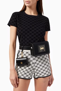 Buy Elisabetta Franchi Black Logo Belt Bag in Canvas Faux Leather For Women Online Ounass Saudi