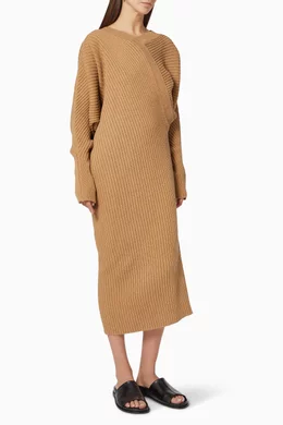 Buy LVIR Brown Unbalance Asymmetric Ribbed-Knit Dress For Women Online |  Ounass Saudi