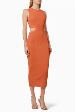 mossman orange dress Hire Allure Midi Dress Orange Print | Mossman