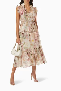 v neck summer dress midi Summer Land V-Neckline Midi Dress Blue