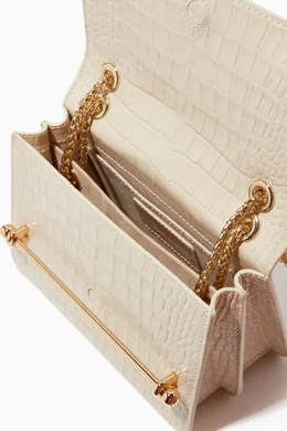 Buy Strathberry Neutral Mini East West Bag in Croc-embossed