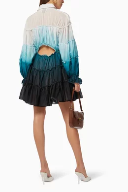 Buy Aje Blue Cosmos Cut Out Tiered Mini Dress in Linen For Women Online |  Ounass Saudi