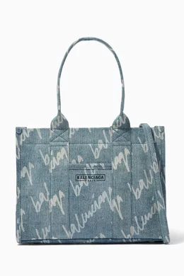 Buy Balenciaga Blue Hardware Small Tote Bag in Denim Canvas