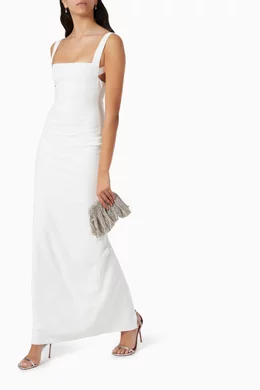 blue polka dot maxi dress Windsor City Crush Polka Dot Lace Maxi Dress in Blue | Size: M
