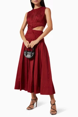 aje cascade cut out dress Aje - Cascade Cut Out Midi Dress - Yellow