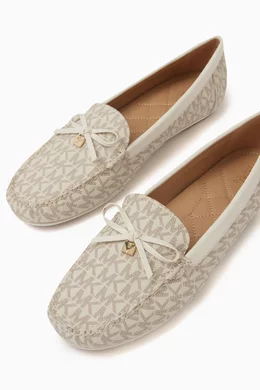 Buy Michael Kors White Juliette Logo Loafers in Coated-canvas For