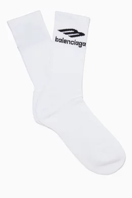 Buy Balenciaga White 3B Sports Icon Tennis Socks in Cotton Knit