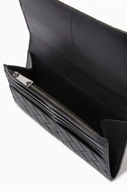 Buy Bottega Veneta Black Long Wallet in Intrecciato Leather