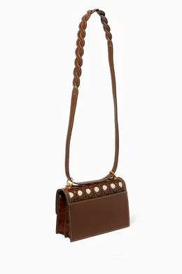 Buy Tory Burch Brown Miller Small Shoulder Bag in Basketweave