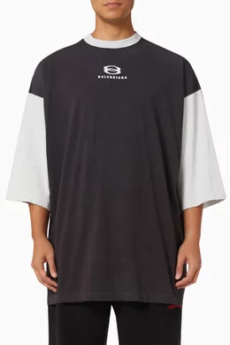 Buy Balenciaga Black Unity 3/4-sleeved T-shirt in Vintage Jersey
