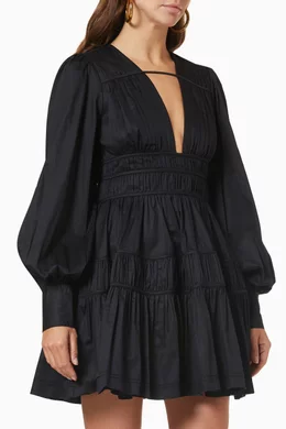 Buy Aje Black Fallingwater Gathered Mini Dress in Cotton For Women Online |  Ounass Saudi
