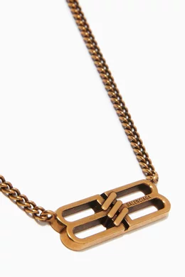 Buy Balenciaga Gold BB Icon Necklace in Brass For Women Online
