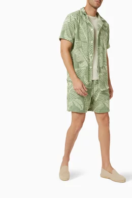 Buy OAS Green Banana Leaf Cuba Shirt in Cotton Terry For Men