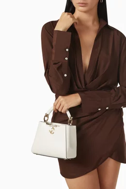 Buy Jimmy Choo White Mini Varenne Top Handle Bag in Leather