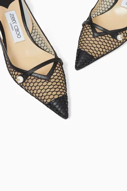 Buy Jimmy Choo Black Amita Slingback Pumps in Fishnet Mesh