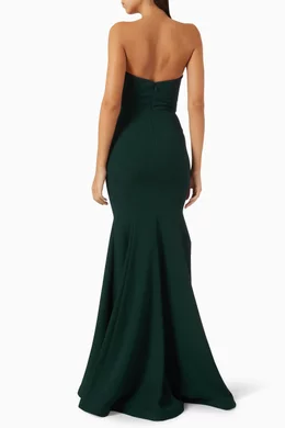 Buy Nicole Bakti Green Asymmetric Gown in Pebbled Crepe For Women Online |  Ounass Saudi