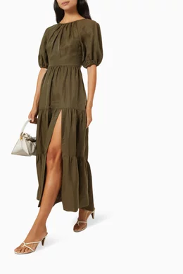 Buy Shona Joy Green Bruna Short Sleeve Backless Midi Dress For Women Online  | Ounass Saudi
