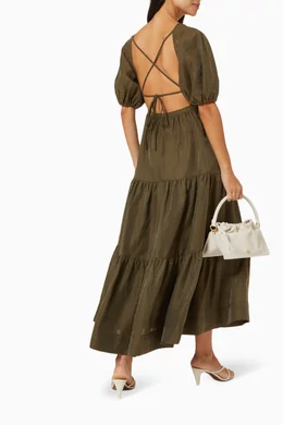 Buy Shona Joy Green Bruna Short Sleeve Backless Midi Dress For Women Online 