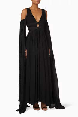 pinko pleated maxi dress Pinko | PINKO pleated maxi dress - Neutrals