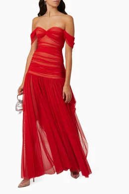 fitted lace wedding dress Red goddess maxi dress  Kayame
