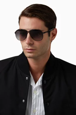 Tom Ford Orson Sunglasses Buy TOM FORD Black Orson Pilot Sunglasses in Metal For Men  main image 3