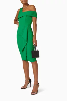 Buy Lavish Alice Green Pleated Asymmetric Off-shoulder Midi Dress For Women  Online | Ounass Saudi